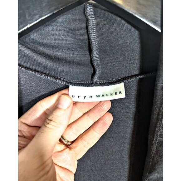 Bryn Walker Tie Front Duster Topper Hi-Low Hem Washed Black Sz S Stretch Tunic - Picture 6 of 8